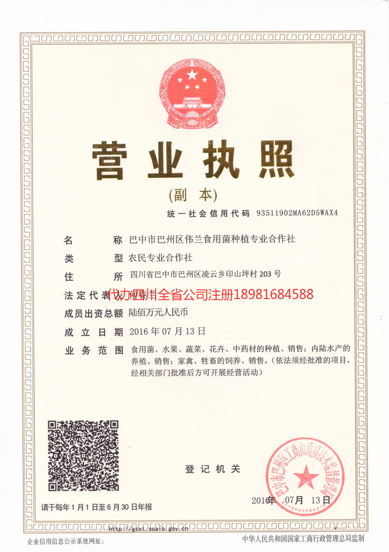 巴音郭楞蒙古自治州巴音郭楞蒙古自治州伟兰食用菌种植专业合作社